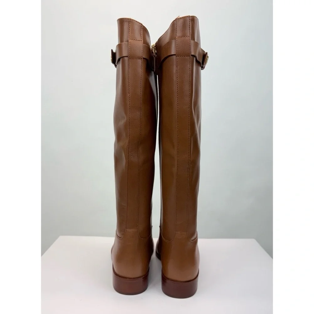 New Tory Burch Everly Strap Riding Boot Sierra Sz 7.5